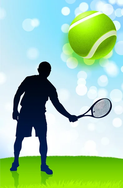 レンズ フレアの自然の背景上のテニス選手 — ストックベクタ