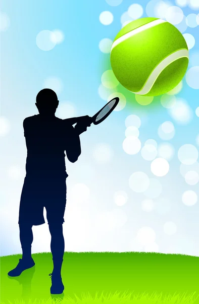 Tennisspieler auf Linse Flare Natur Hintergrund — Stockvektor