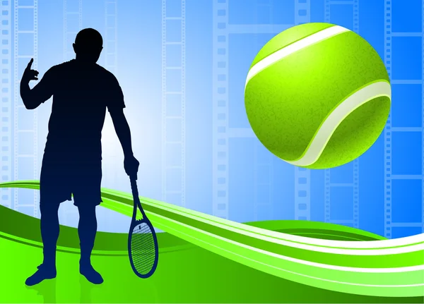 Tennisser op abstracte film reel achtergrond — Stockvector