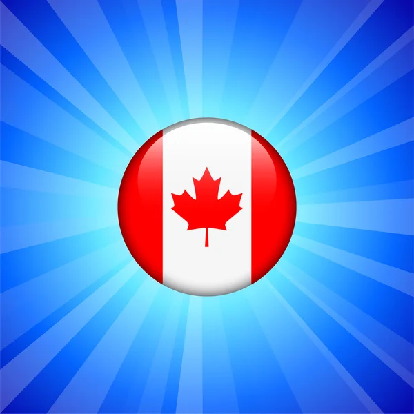 Canada Icona con bandiera sul pulsante Internet — Vettoriale Stock
