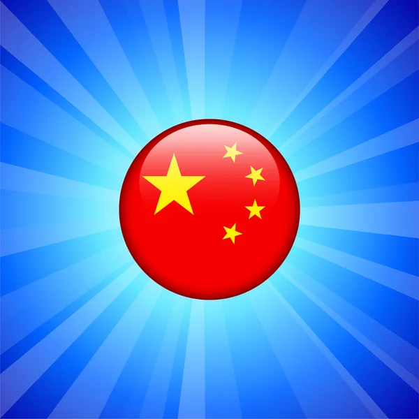 Китай прапор значок на кнопці Інтернет — стоковий вектор