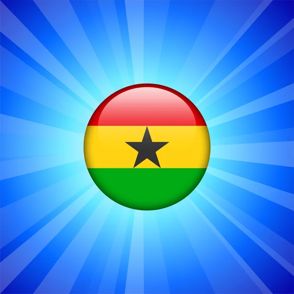 Icona Bandiera Ghana su Pulsante Internet — Vettoriale Stock