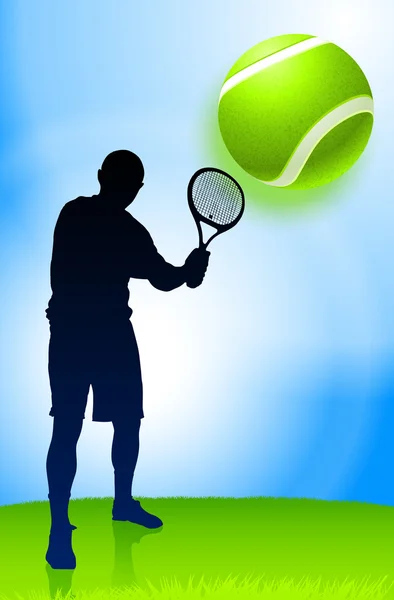 Joueur de tennis sur fond de parc — Image vectorielle
