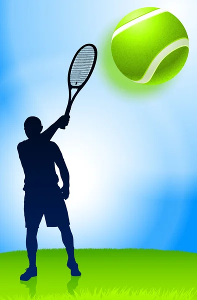 Giocatore di tennis sullo sfondo del parco — Vettoriale Stock