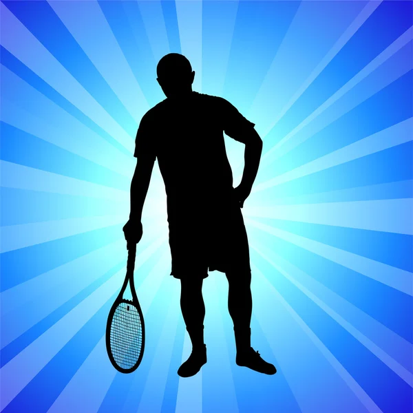 Jugador de tenis en fondo azul abstracto — Archivo Imágenes Vectoriales