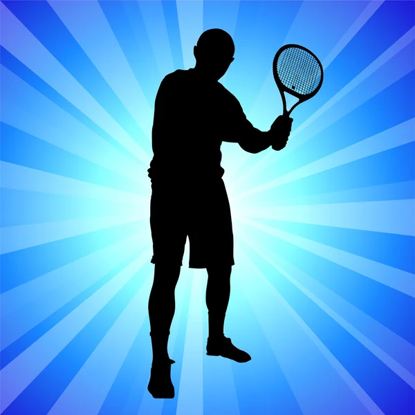 Tenista na modrém pozadí abstraktní — Stockový vektor