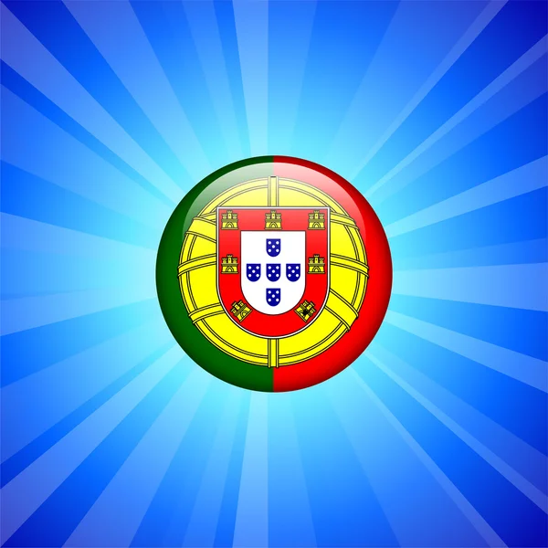 Portogallo Icona con bandiera sul pulsante Internet — Vettoriale Stock