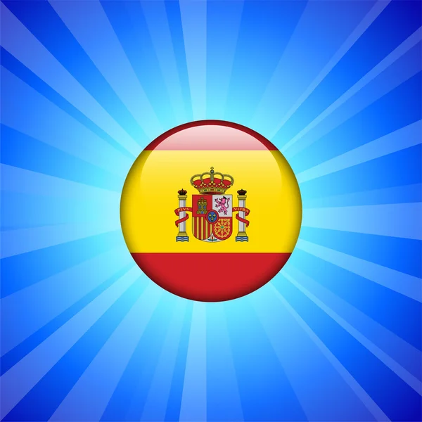 Spain Flag Icon on Internet Button — Stock Vector