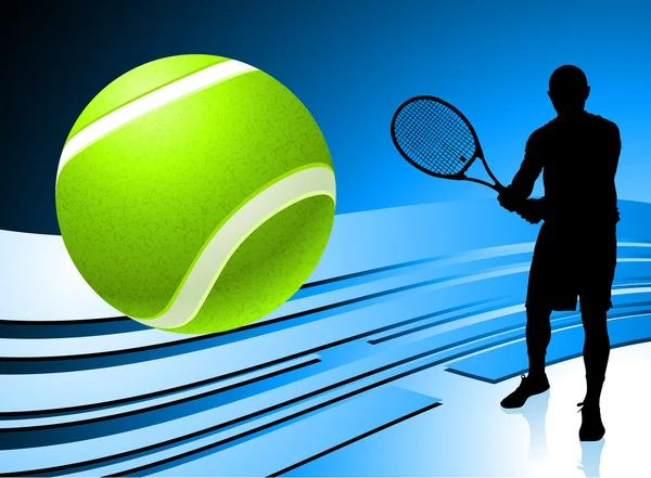 抽象的な青い背景上のテニス選手 — ストックベクタ