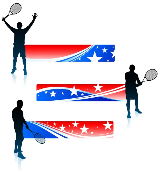 テニスの選手とアメリカ合衆国の旗セット — ストックベクタ