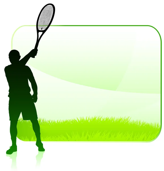 Tennisspieler mit leerem Naturrahmen — Stockvektor