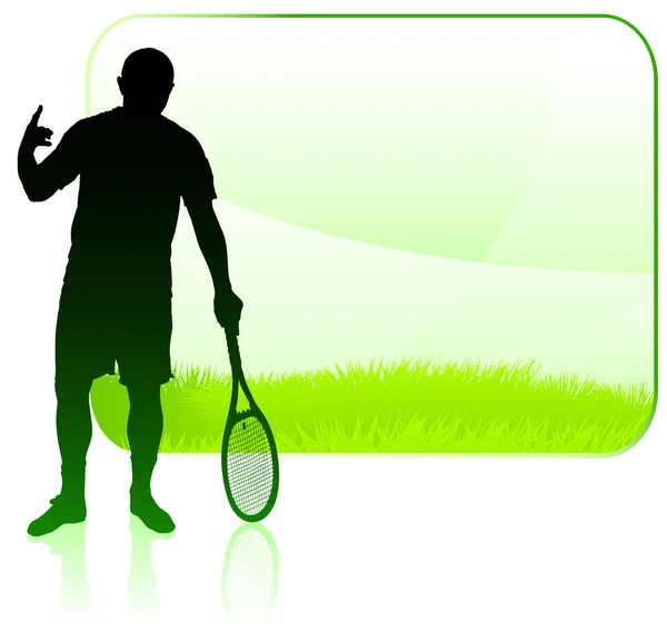 Tennis Player with Blank Nature Frame — Stock Vector