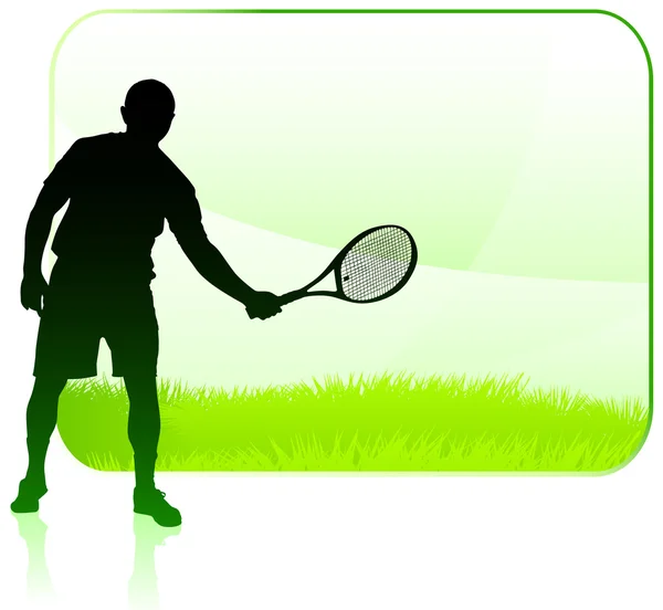Tennisspieler mit leerem Naturrahmen — Stockvektor