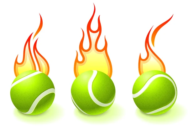 Colección de pelota de tenis de fuego — Vector de stock