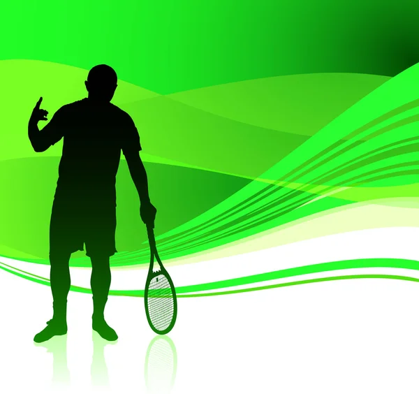 Παίκτης του τένις στο πράσινο αφηρημένα φόντο — Διανυσματικό Αρχείο