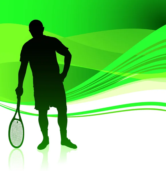 Jugador de tenis en fondo abstracto verde — Archivo Imágenes Vectoriales