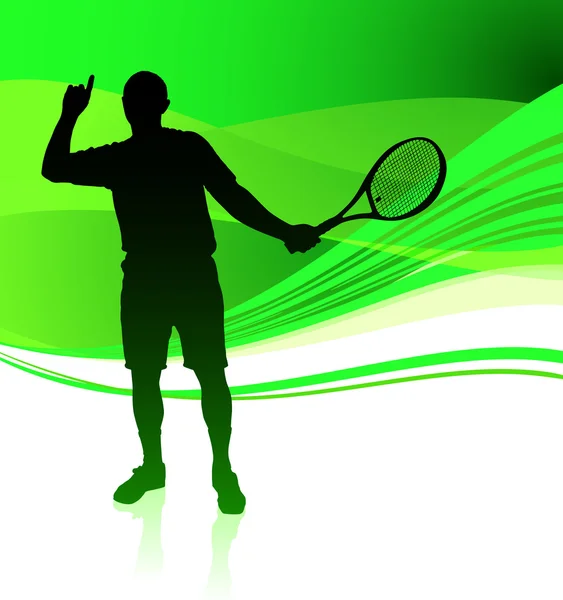Jogador de tênis em fundo abstrato verde — Vetor de Stock
