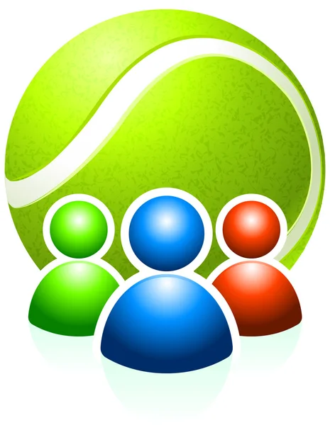 Bola de tênis com grupo de usuários — Vetor de Stock