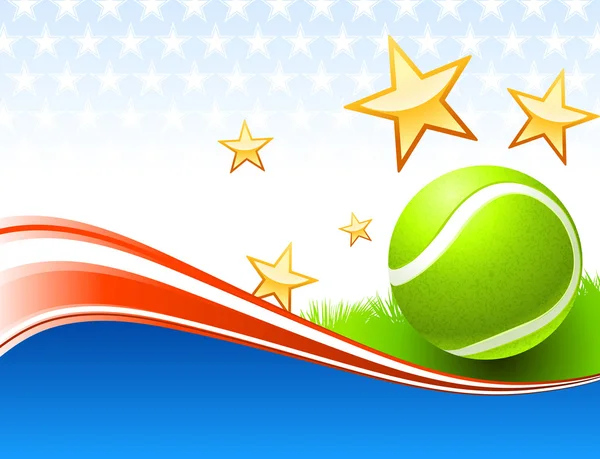 Balle de tennis sur fond de vague aux États-Unis — Image vectorielle