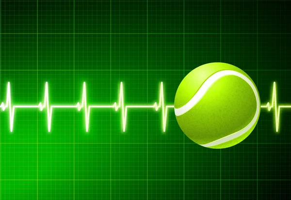 Balle de tennis sur fond d'impulsion verte — Image vectorielle