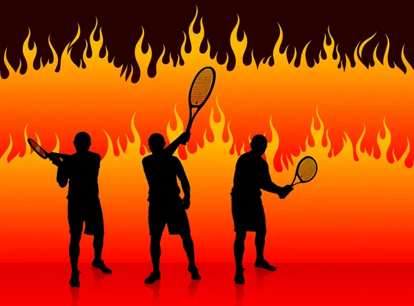 Tenisz Team tűz háttér — Stock Vector