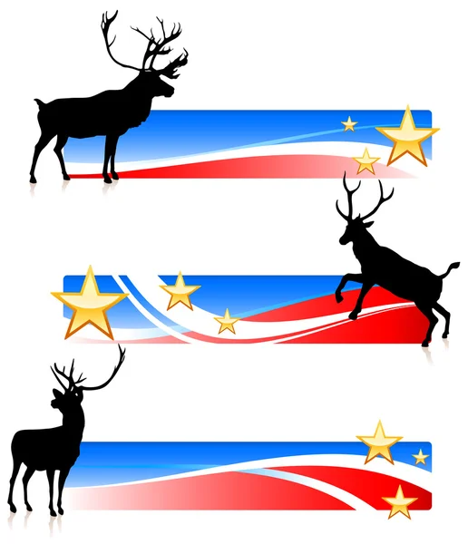 Veado com Estados Unidos Banners Patrióticos — Vetor de Stock