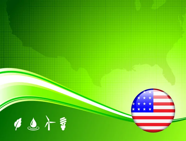 Grünes Umweltkonzept mit amerikanischem Internet-Knopf — Stockvektor