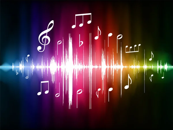 Renk spektrumu darbe ile müzik notaları — Stok Vektör