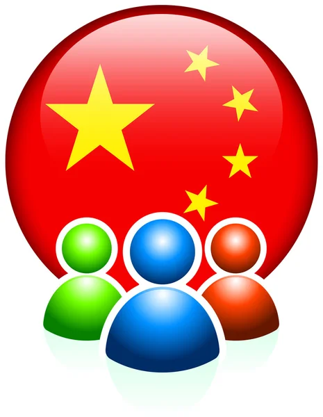 Ομάδα χρηστών με το κουμπί στο internet της Κίνας — Διανυσματικό Αρχείο