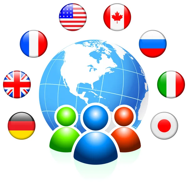 Globe with Internet Flag Buttons Background — Stock Vector