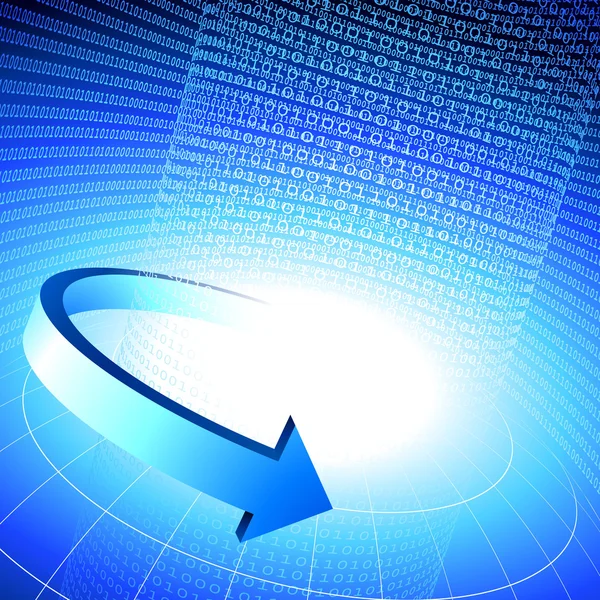 Binärcode Internet-Hintergrund mit blauem Pfeil — Stockvektor