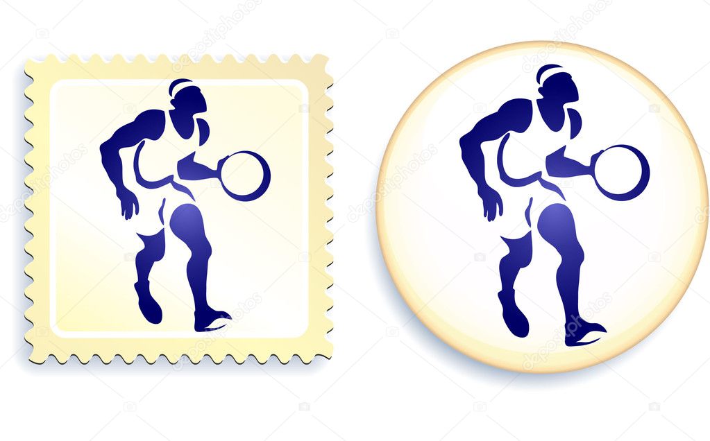Basketball Stamp and Button