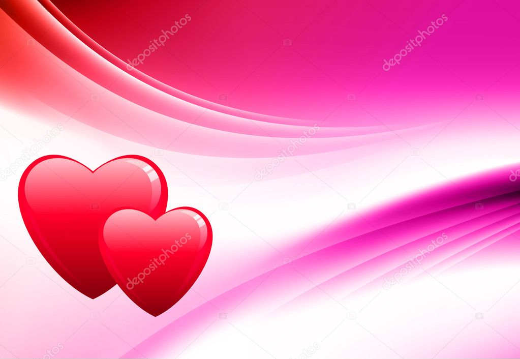 Hearts on Abstract Color Background