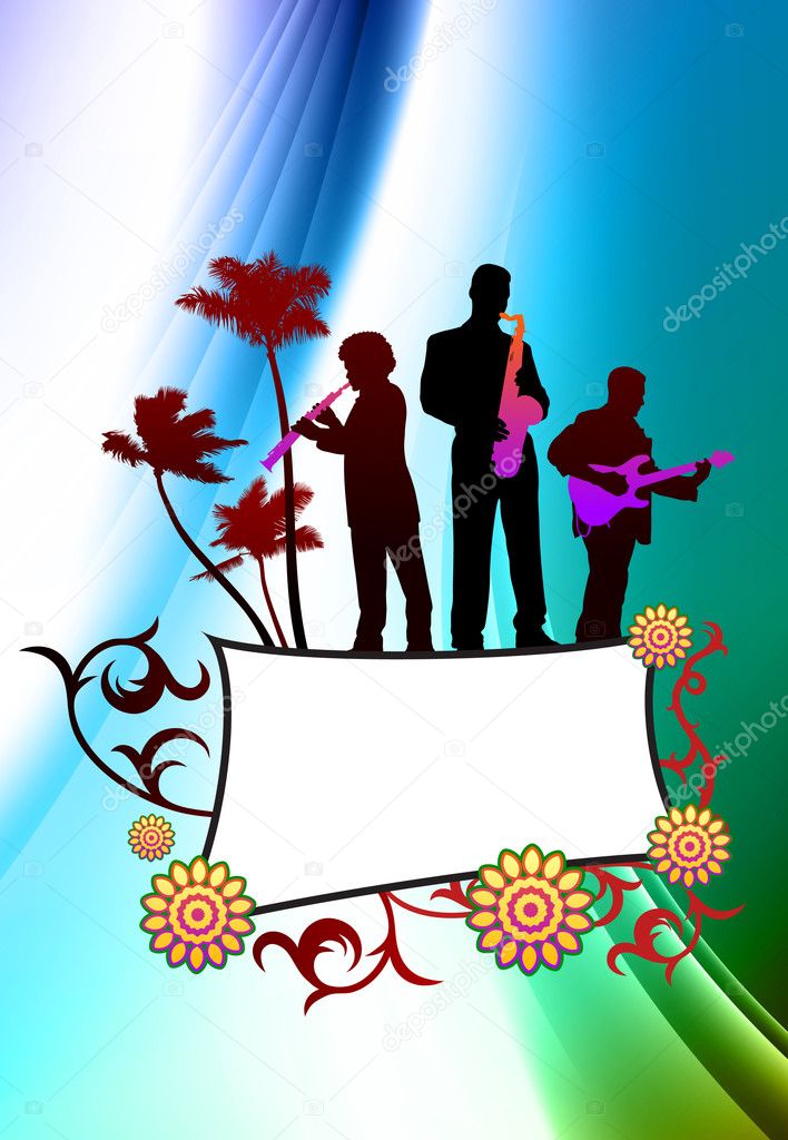 Live Music Band on Abstract Color Background