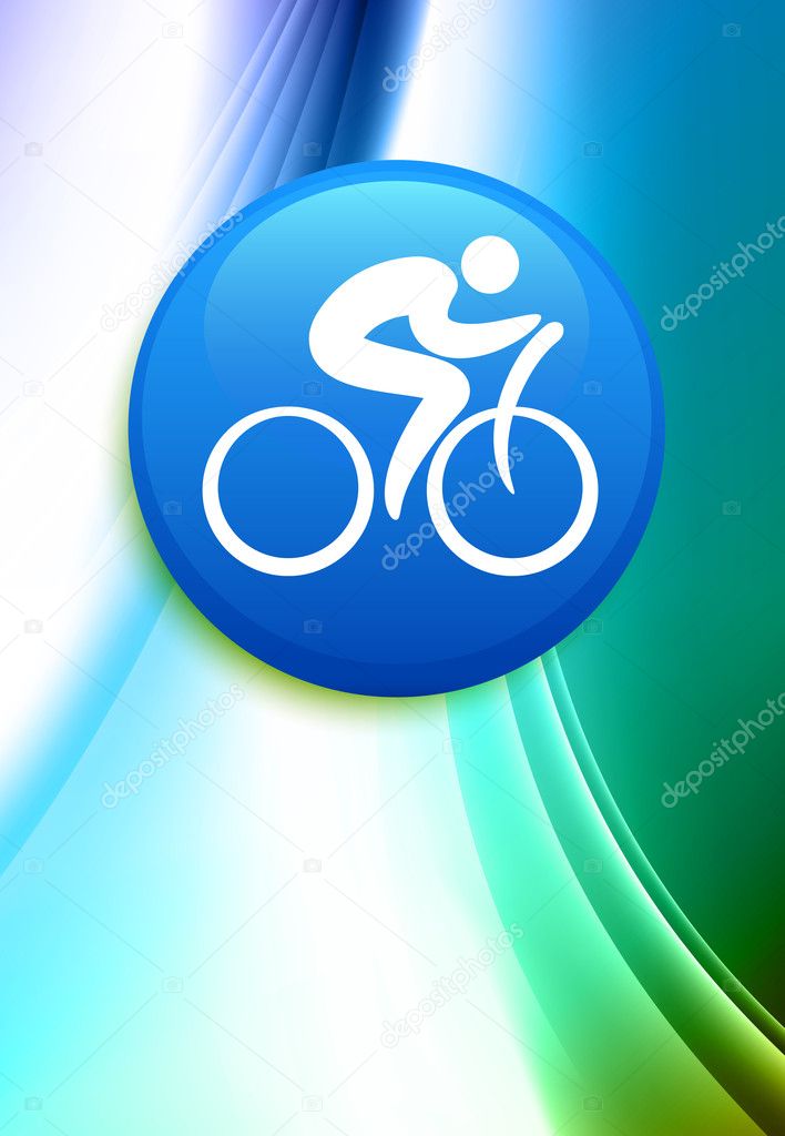 Cyclist Internet Button on Abstract Color Background