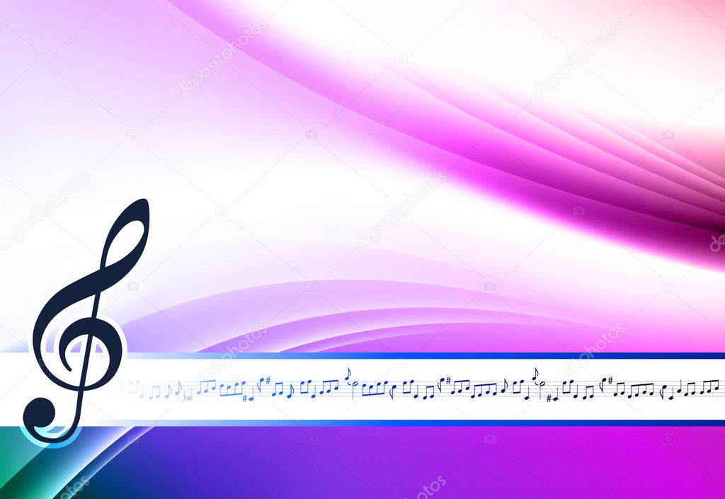 Musical Note on Abstract Color Background