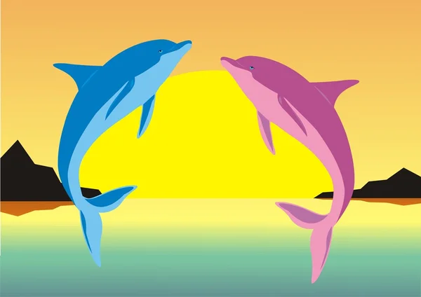 Famiglia di delfini — Vettoriale Stock