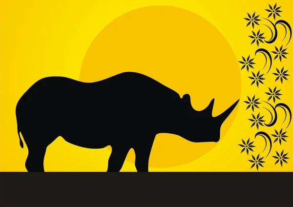 Wild rhinoceros — Stock Vector