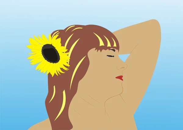 Das Mädchen mit der Sonnenblume — Stockvektor