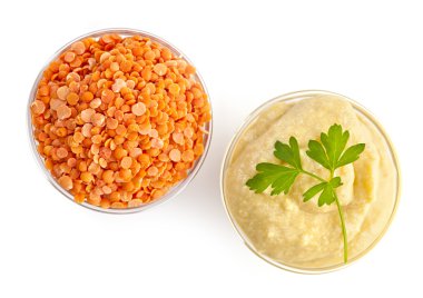 Kırmızı mercimek ve mercimek humus