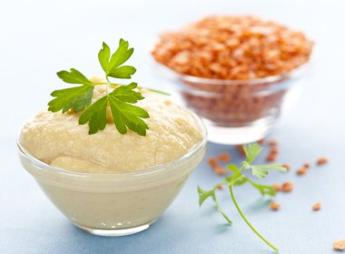 Red lentils and lentil hummus clipart