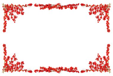 Christmas border with red berries clipart