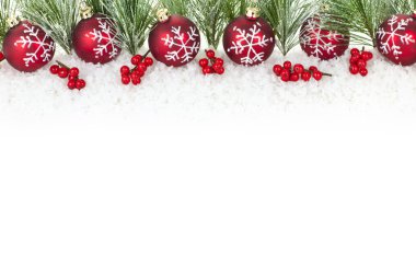 Christmas border with red ornaments clipart