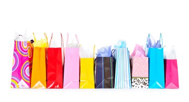 Row of shopping bags clipart