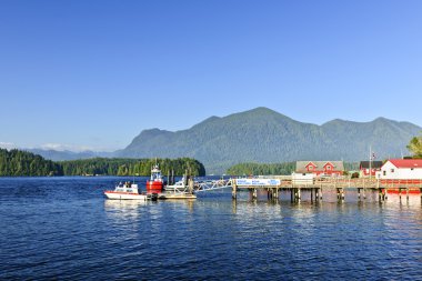 Boats at dock in Tofino, Vancouver Island, Canada clipart