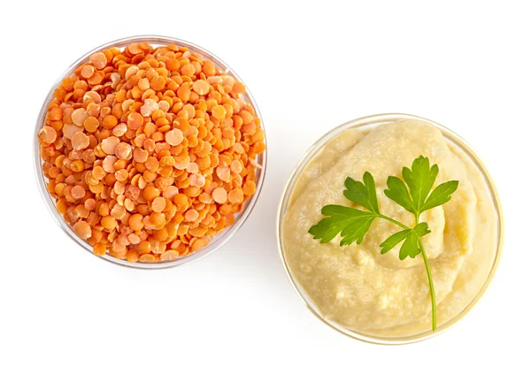 Lenticchie rosse e hummus di lenticchie — Foto Stock