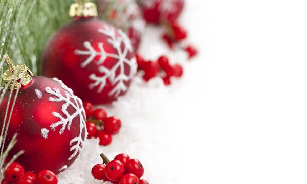 Rode Kerst ornamenten rand — Stockfoto