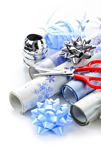 Christmas wrapping paper rolls — Stock Photo, Image