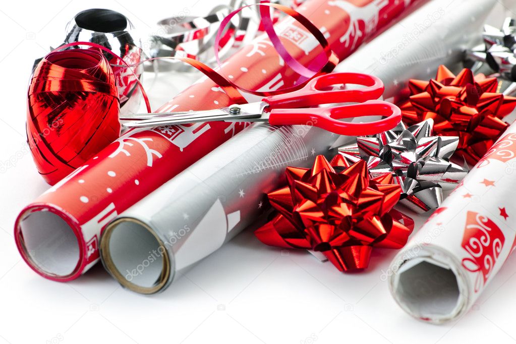 Christmas wrapping paper rolls Stock Photo by ©elenathewise 6649523