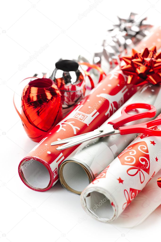 Christmas wrapping paper rolls Stock Photo by ©elenathewise 6649550